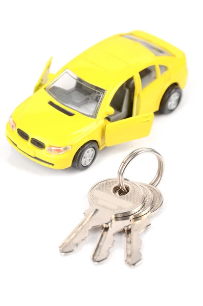 Játék autó és kulcsok — Stock Fotó