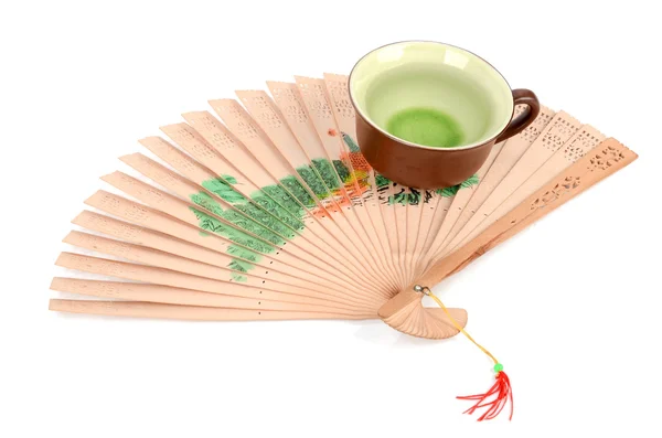 Китайский чай и веер — стоковое фото