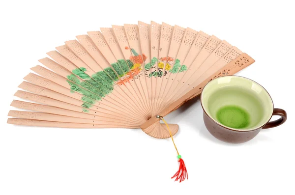 Tè cinese e ventilatore — Foto Stock