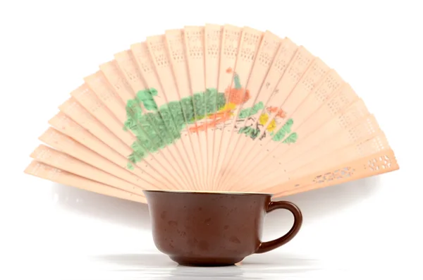 中国茶とファン — ストック写真