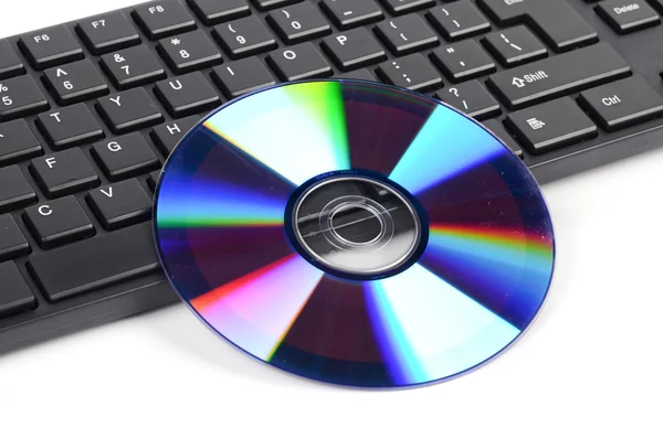 DVD e tastiera del computer — Foto Stock