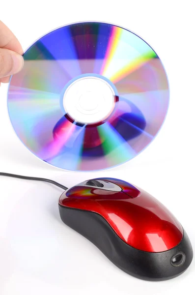 Dvd와 컴퓨터 마우스 — 스톡 사진