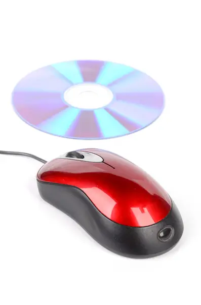 DVD e mouse de computador — Fotografia de Stock