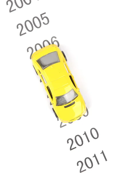 Toy car and time line — Stock Photo, Image