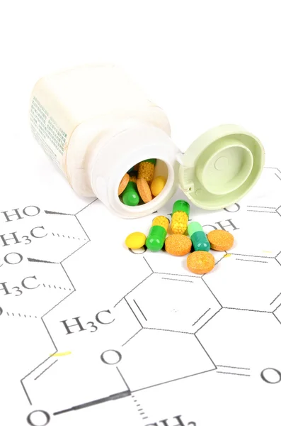 Молекулярная формула и лекарства — стоковое фото