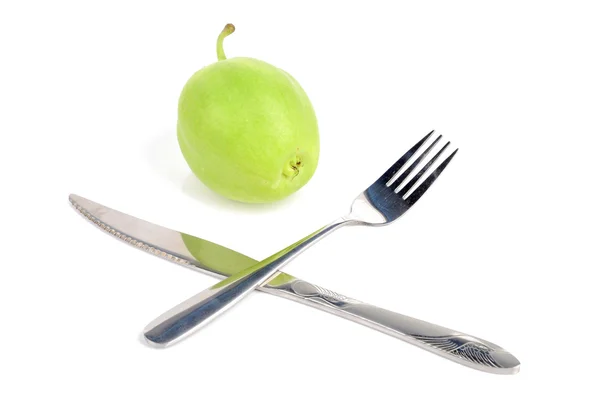 Pear and tableware Stock Picture