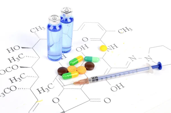 Medicina y fórmula molecular — Foto de Stock