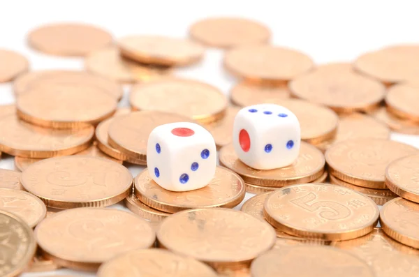 Dices and coins — Stock Photo, Image