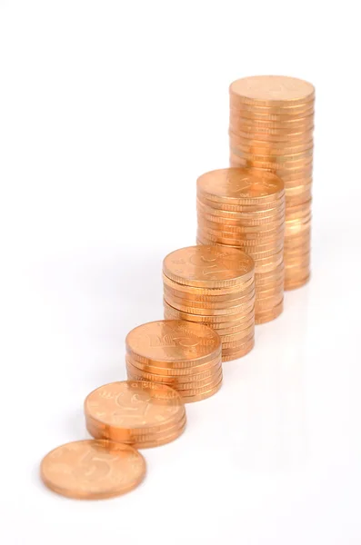 Hromádky mincí — Stock fotografie