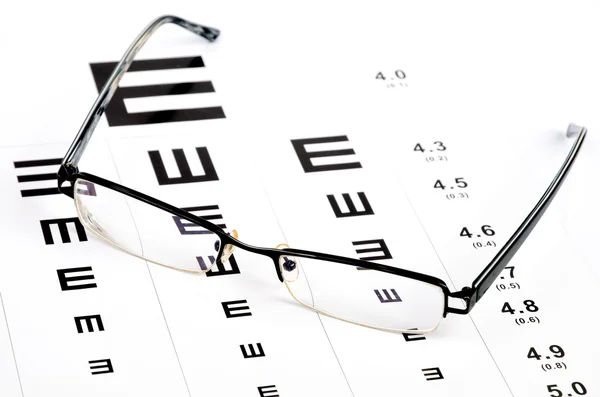 안경 및 눈 차트 — 스톡 사진