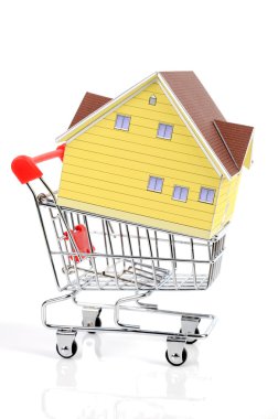 Shopping cart and model house clipart