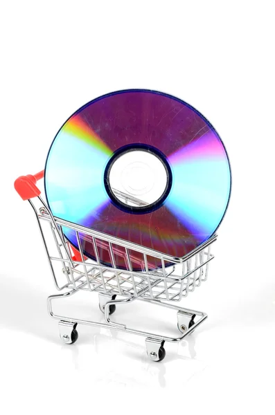 Shopping cart and DVD — Stock Photo, Image