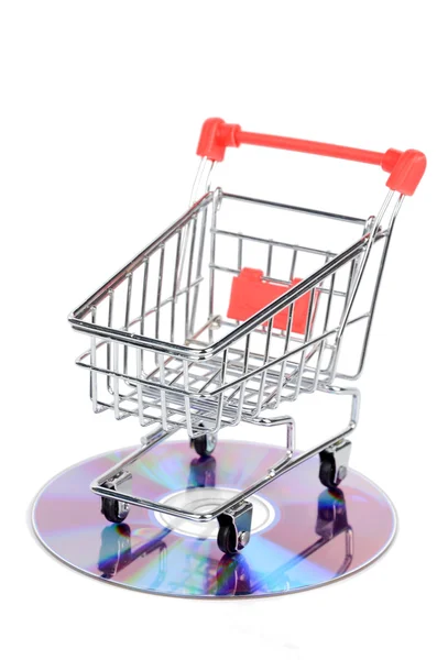 Shopping cart and DVD — Stock Photo, Image