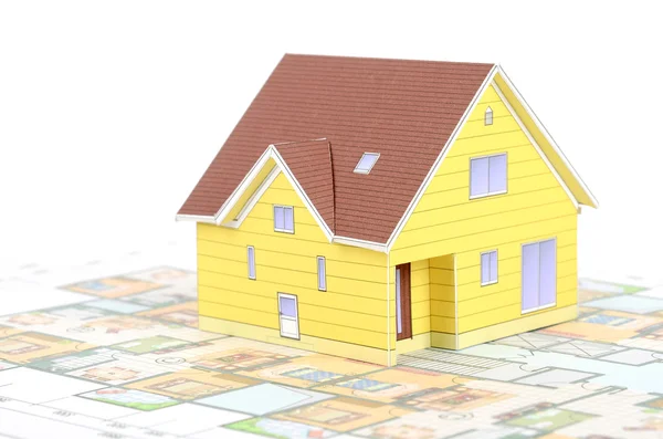房子模型和蓝图 — 图库照片