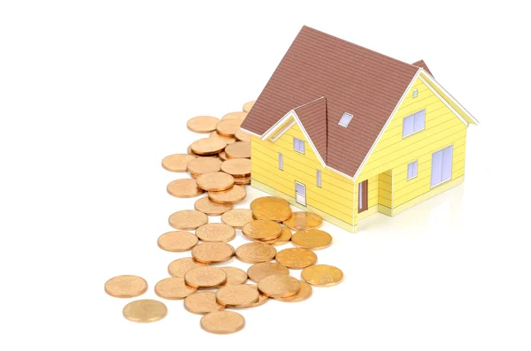 Model house and coins — Stock Photo, Image