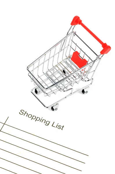 Warenkorb und Einkaufsliste — Stockfoto