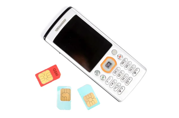 Kart SIM i telefonów komórkowych — Zdjęcie stockowe