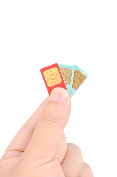 SIM-kort i handen — Stockfoto