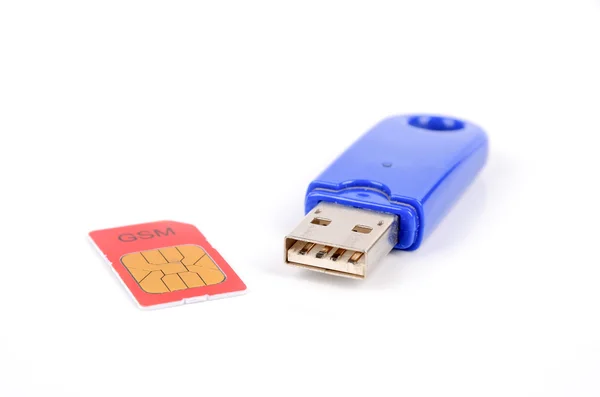 Disco flash USB y tarjeta SIM —  Fotos de Stock