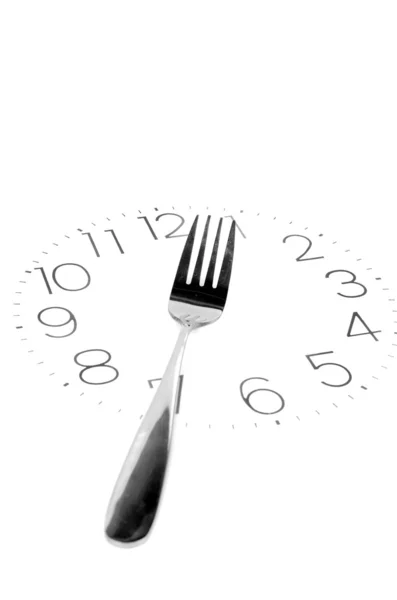 時計の顔に食卓用食器類 — ストック写真
