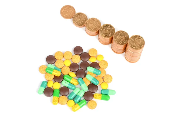 Münze und Medizin — Stockfoto