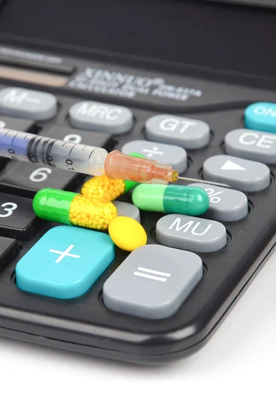 Medicina e calculadora — Fotografia de Stock