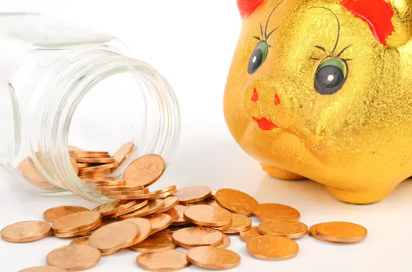 A money jar and piggy bank — Stock Photo, Image
