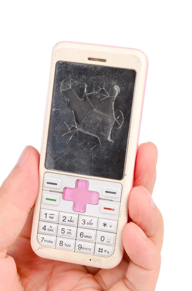 Un teléfono celular roto — Foto de Stock