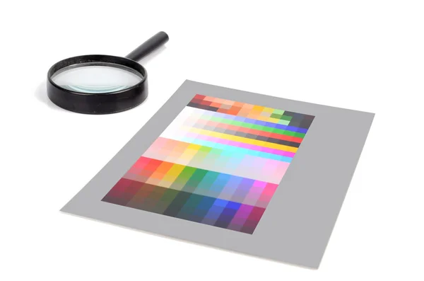 Magnifier and color card — Stock Photo, Image