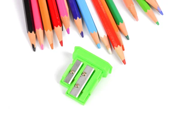 Color pencil and sharpener — Stock Photo, Image