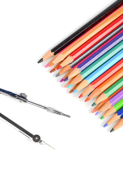 彩色铅笔和弓指南针 — 图库照片