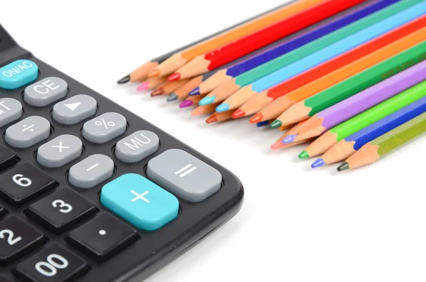 Calculadora e lápis — Fotografia de Stock