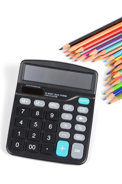Калькулятор і олівець — стокове фото