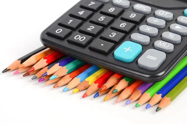 Calculadora y lápiz — Foto de Stock