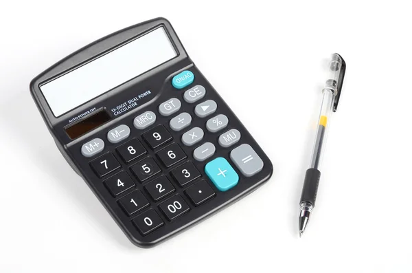 Calcolatrice e penna — Foto Stock