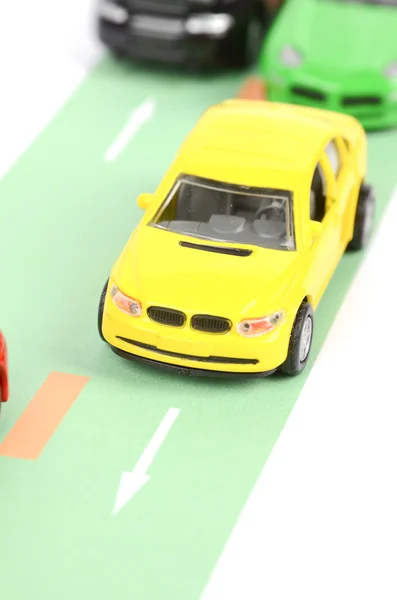 Mainan mobil di jalan — Stok Foto