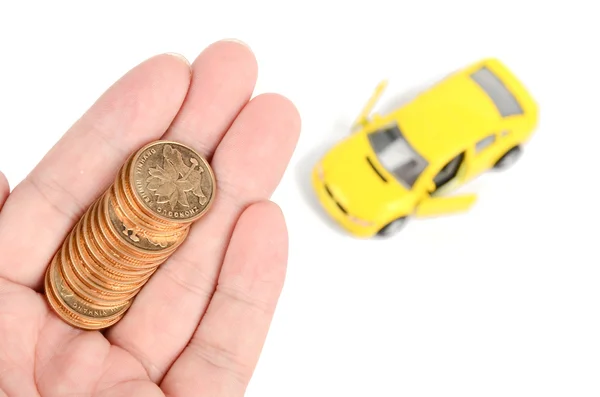 stock image Toy car and coin