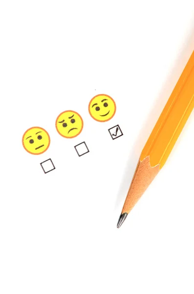 Smile face and pencil on white background — Stock Photo, Image