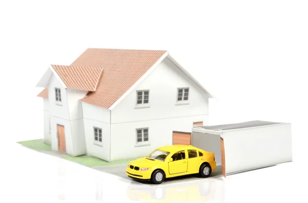 Modell hus och bil — Stockfoto