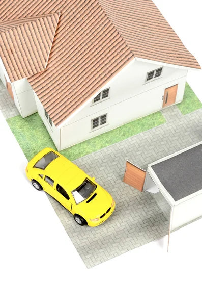 Model huis en auto — Stockfoto