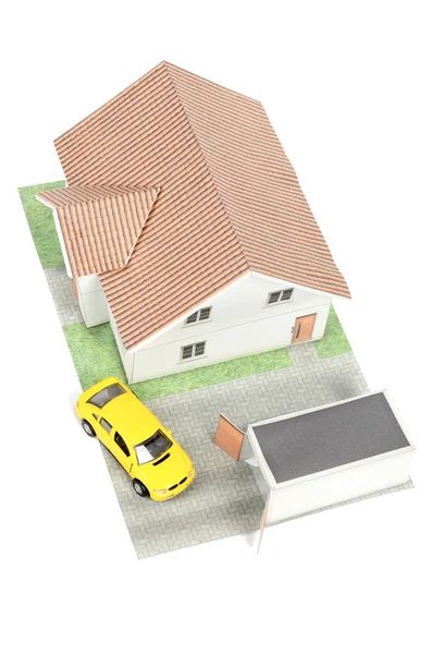 Model huis en auto — Stockfoto