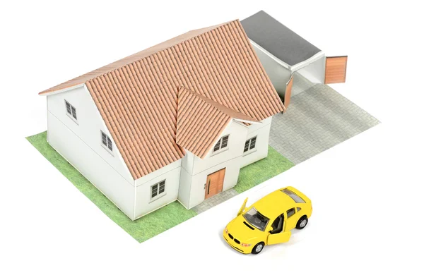 Modelo de casa e carro — Fotografia de Stock