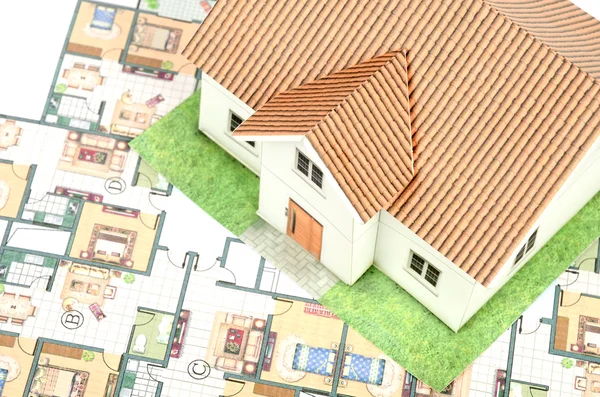 Model ev ve plan — Stok fotoğraf