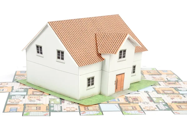 Modelu dom i plan — Zdjęcie stockowe