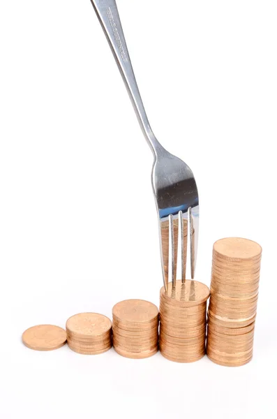 Fork and money — Stock Photo, Image