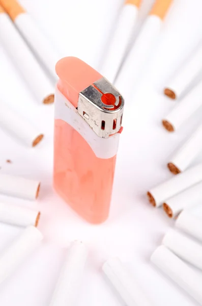 Cigarettes and lighter — Stock Photo, Image