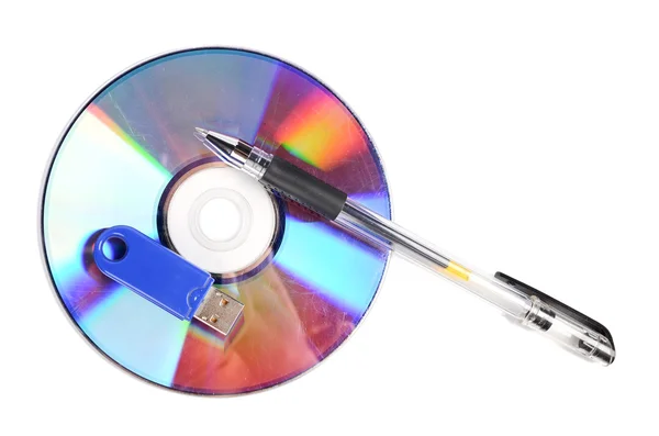 DVD és Usb disk toll — Stock Fotó