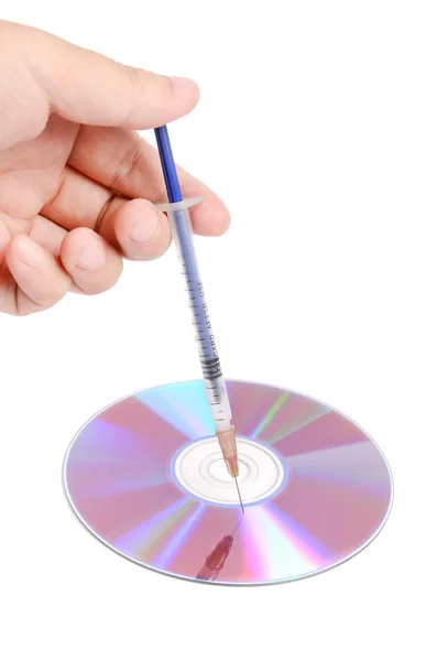 DVD e seringa — Fotografia de Stock