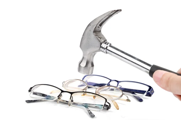 Martelo e óculos de olho — Fotografia de Stock