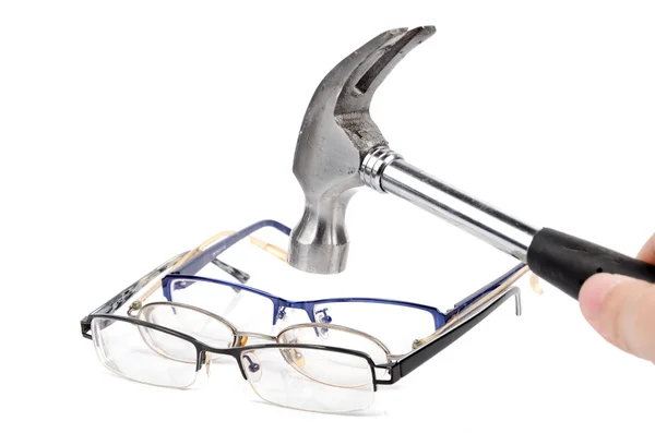 Kladivo a oko brýle — Stock fotografie